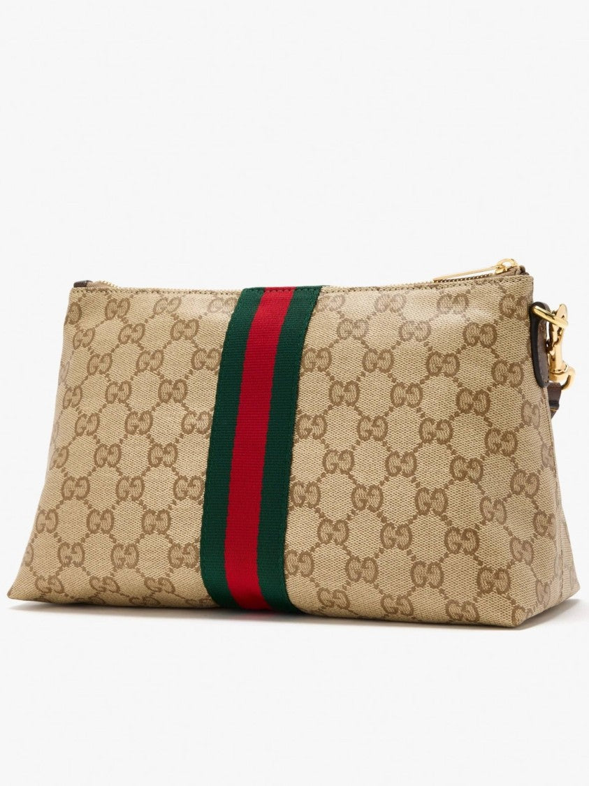 Gucci Rectangular Monogram Pouch With Detachable Wrist Strap