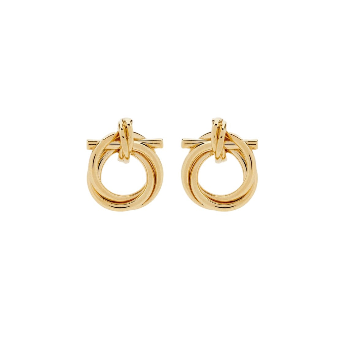 Salvatore Ferragamo Torchon Knot Brass Earrings With Gold Finish