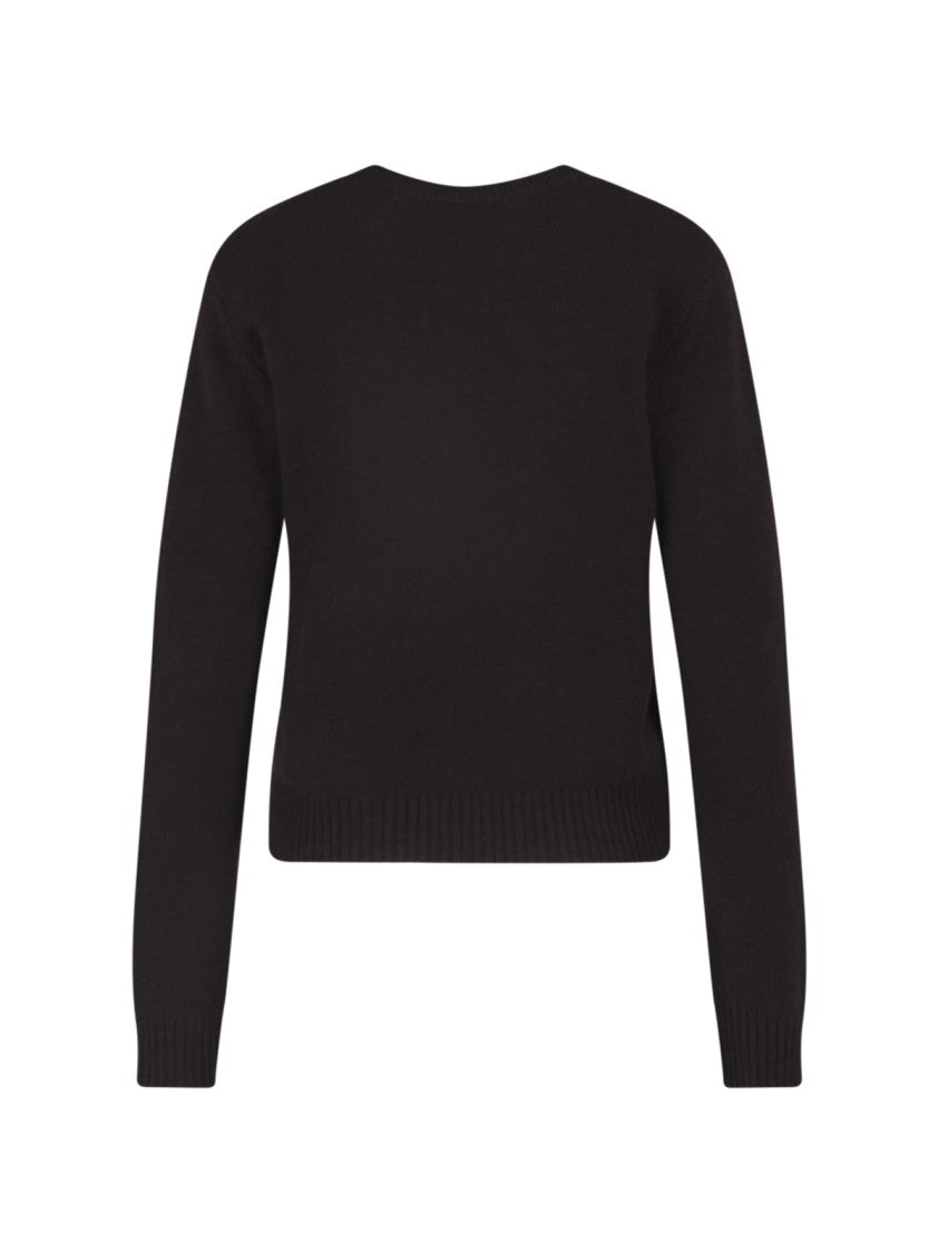 Lisa Yang Black Cropped Crew Neck Ribbed Knit Sweater