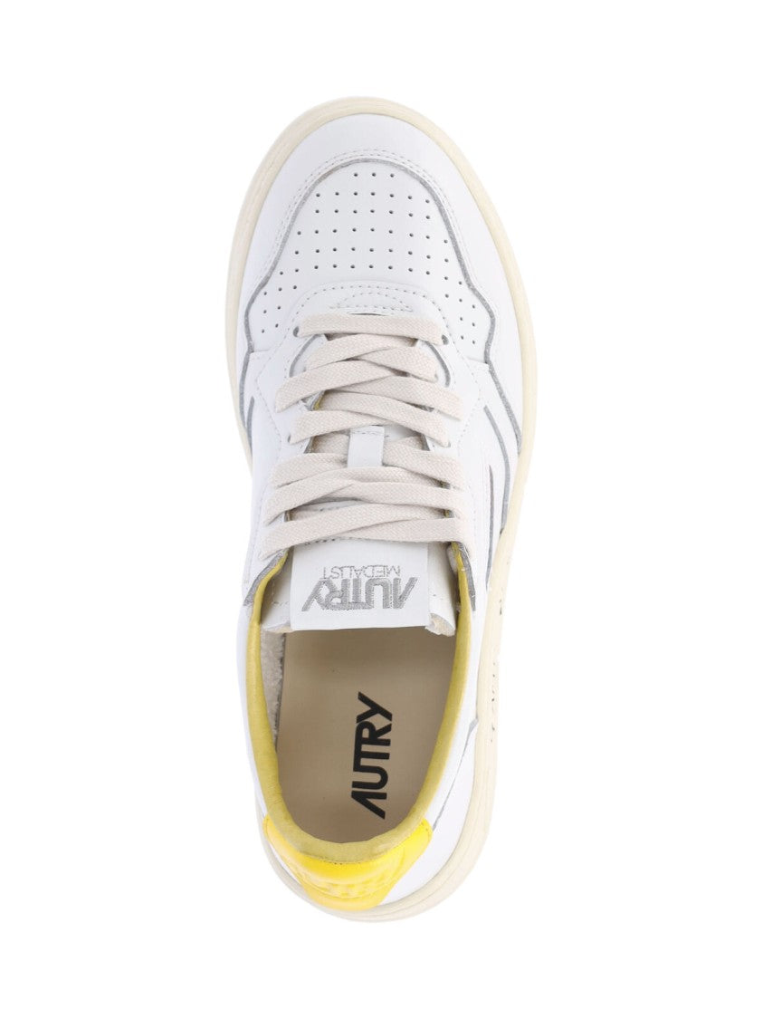 Autry White Medalist Leather Low-Top Sneakers