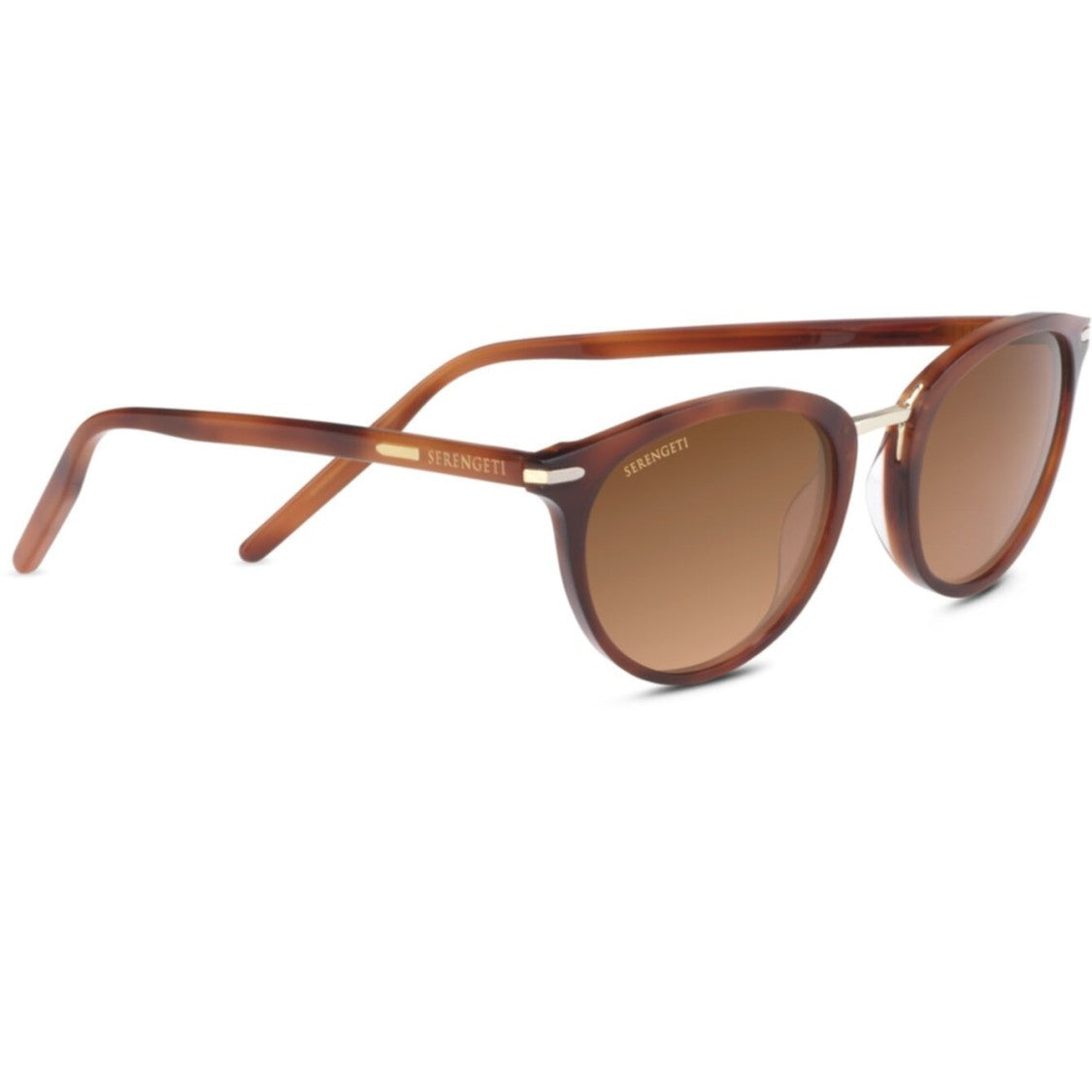 Serengeti Elyna Rounded Tortoiseshell Frame Sunglasses With Metallic Accents