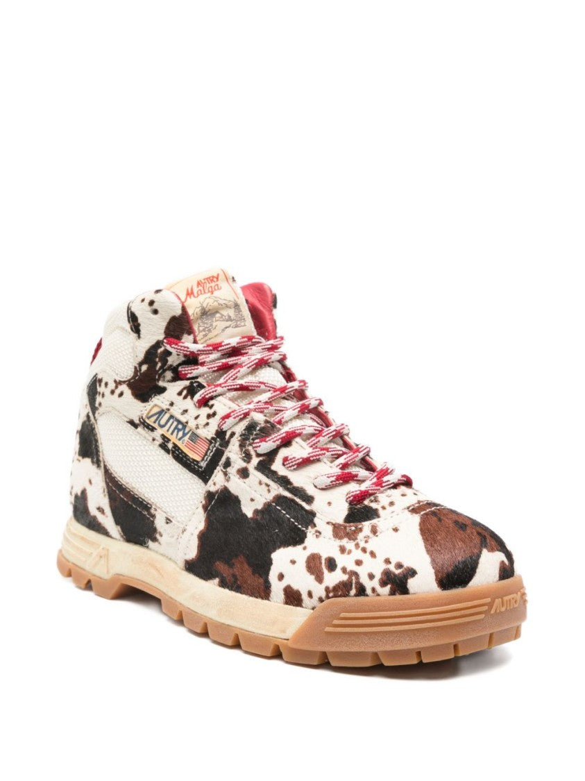Autry High-Top Sneakers With Distinctive Cowhide Pattern