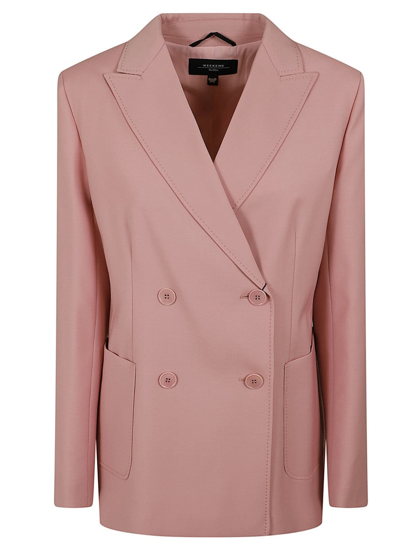 Max Mara Zinnia Double-Breasted Blazer In Dusty Pink Virgin Wool