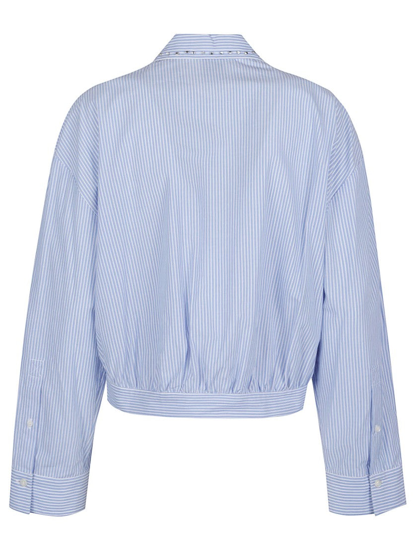 Pinko Charita Cropped Gathered Cotton Shirt