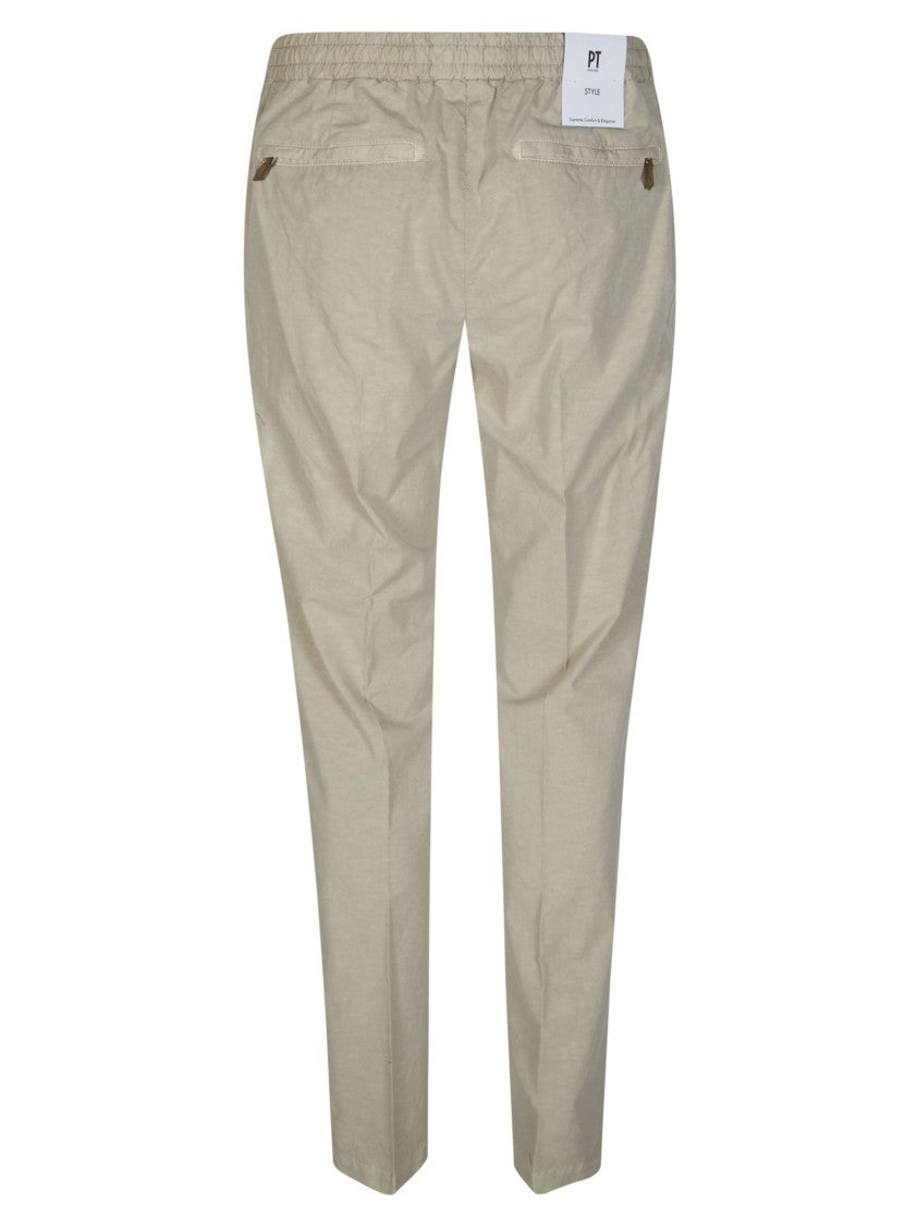 Pt01 Pleated Rear Zip Cotton-Blend Pants