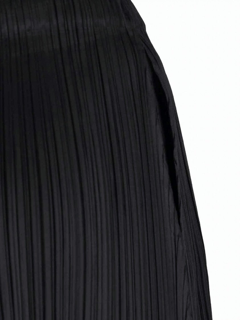 Pleats Please Cropped Straight Pants With Pleated Texture And Subtle Sheen