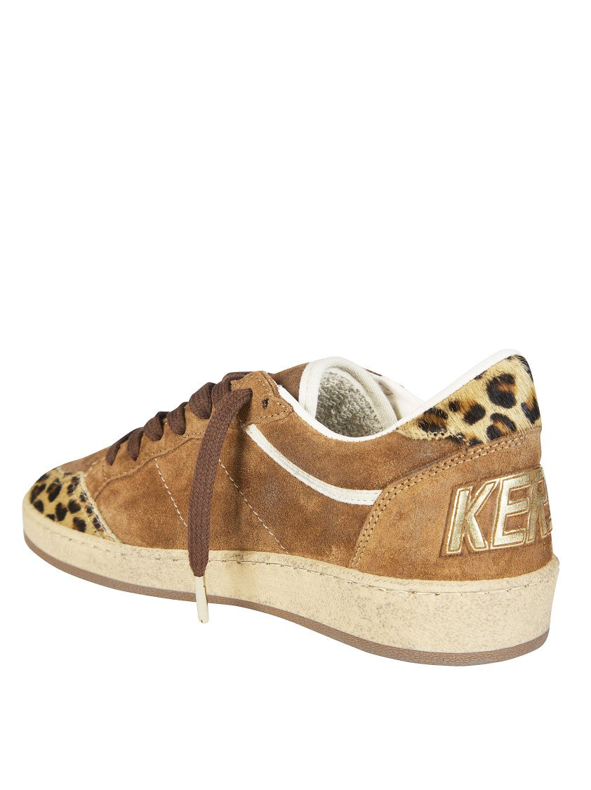 Golden Goose Brown Suede Leopard Ballstar Sneakers