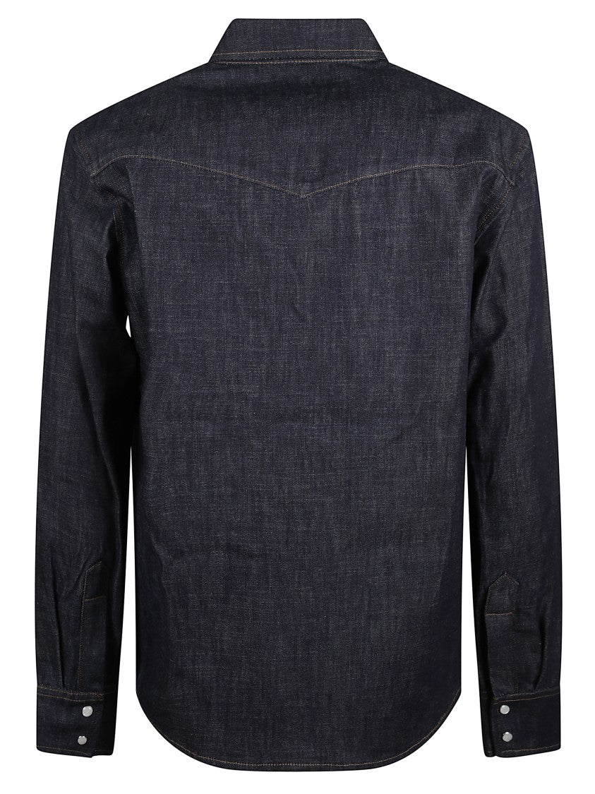 A.P.C. Blue Chest Flap Pockets Denim Shirt