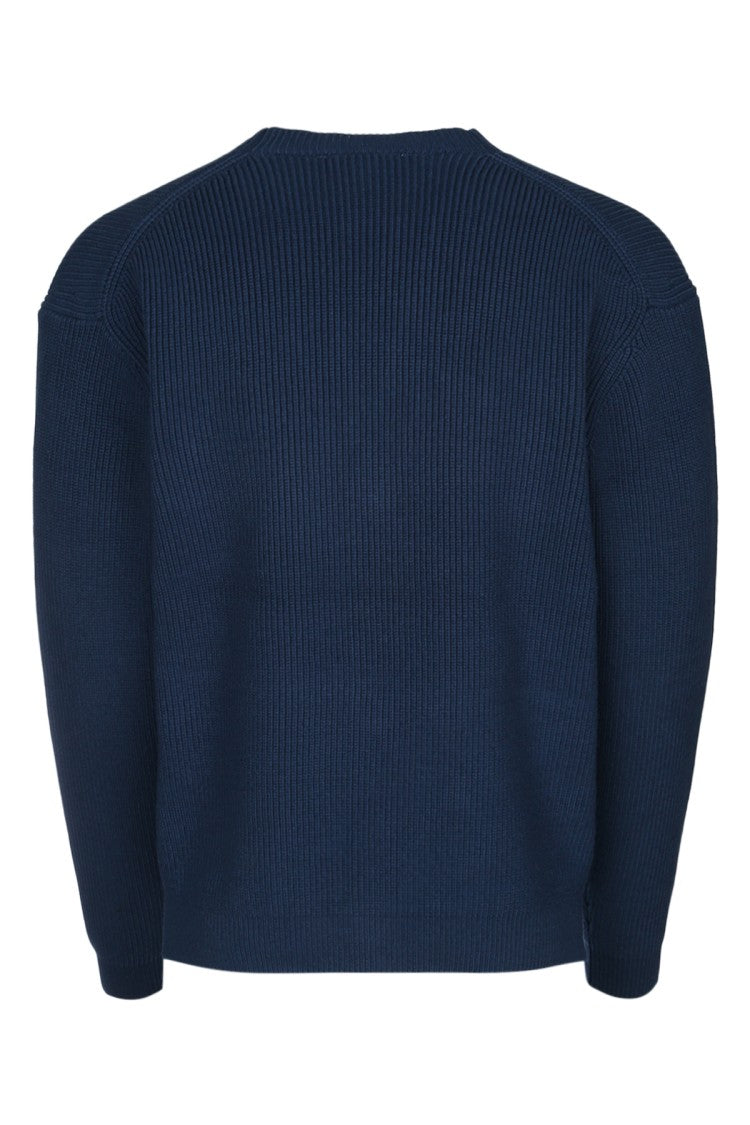 Maison Kitsuné Ribbed V-Neck Cardigan With Button Closure