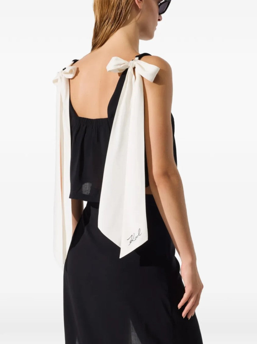 Karl Lagerfeld Cropped Black Top With Square Neckline