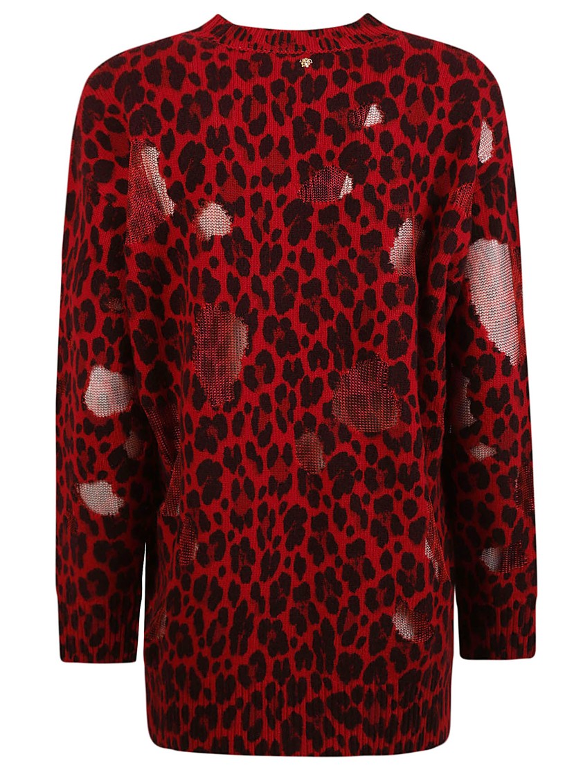 Versace Leopard Print Sweater With Strategic Cutouts