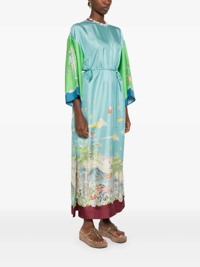 Alemais Daria Graphic-Print Silk Midi Dress