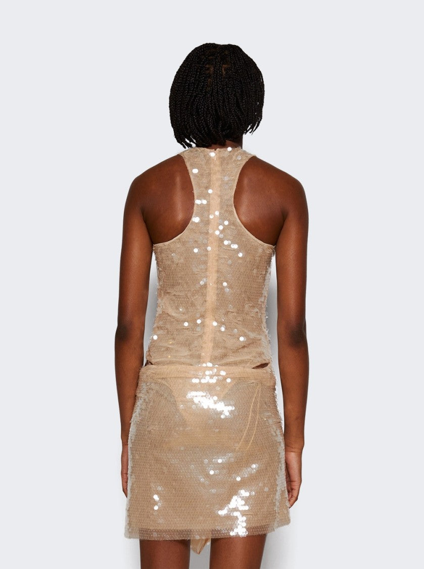 The Attico Embellished Mini Dress Champagne