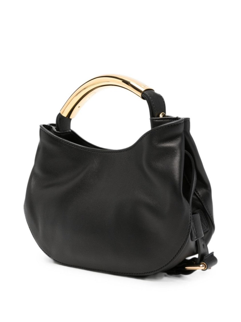 Moschino Curved Gold-Tone Handle Handbag - Black