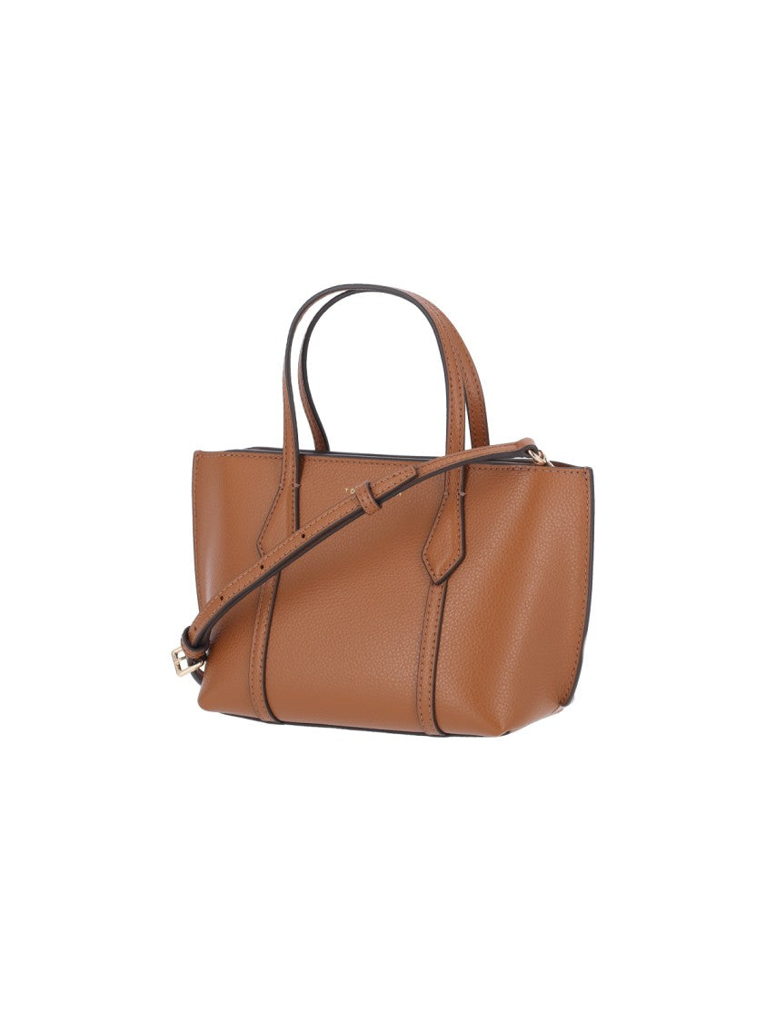Tory Burch Structured Pebbled Handbag With Adjustable Strap