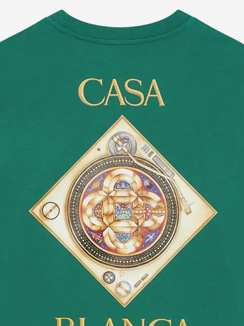 Casablanca Graphic Logo Print Cotton T-Shirt With Gold Accents