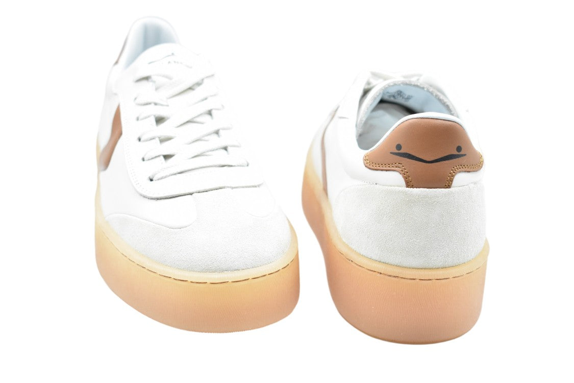 Voile Blanche Cognac White Suede Leather Cassette Sneakers