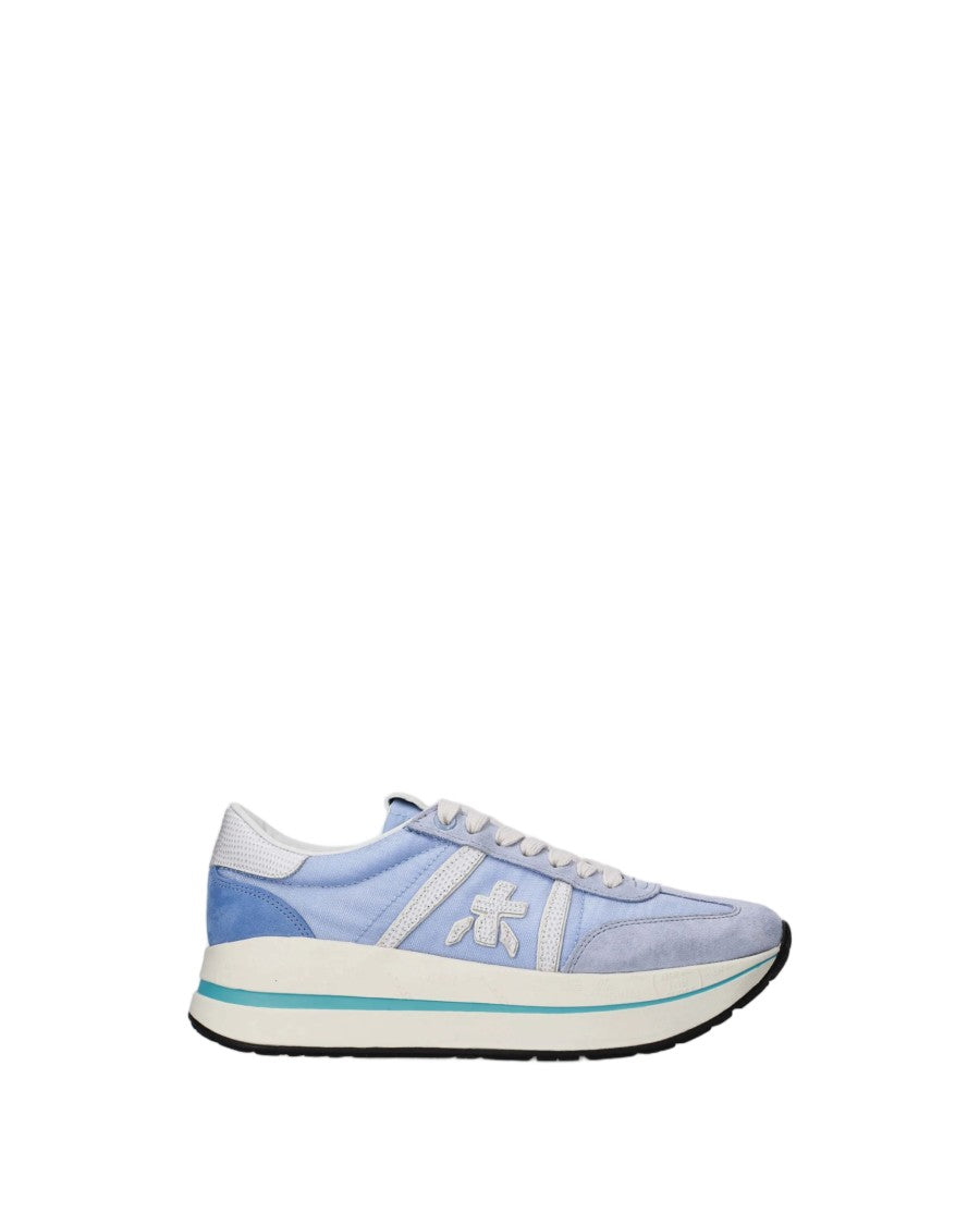 Premiata Light Blue Suede Mesh Accents Sneakers