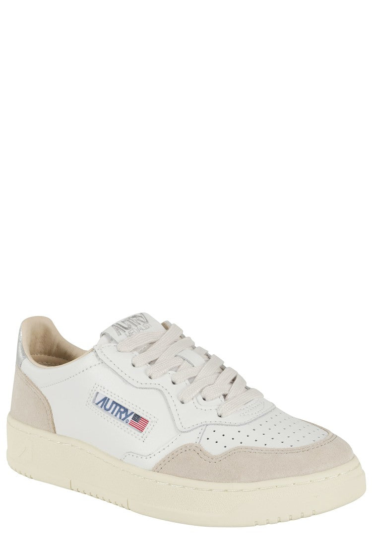 Autry White Silver Medalist Low Suede Leather Sneakers