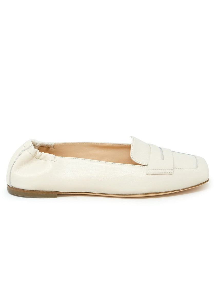 Agl Cream Leather Loafers With Classic Penny Strap