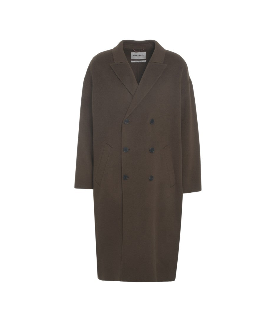 Amaranto Double-Breasted Oversized Wool-Cashmere Blend Coat