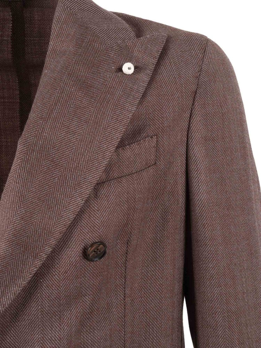 Brando-Lubiam Double Breasted Drop S Herringbone Blazer