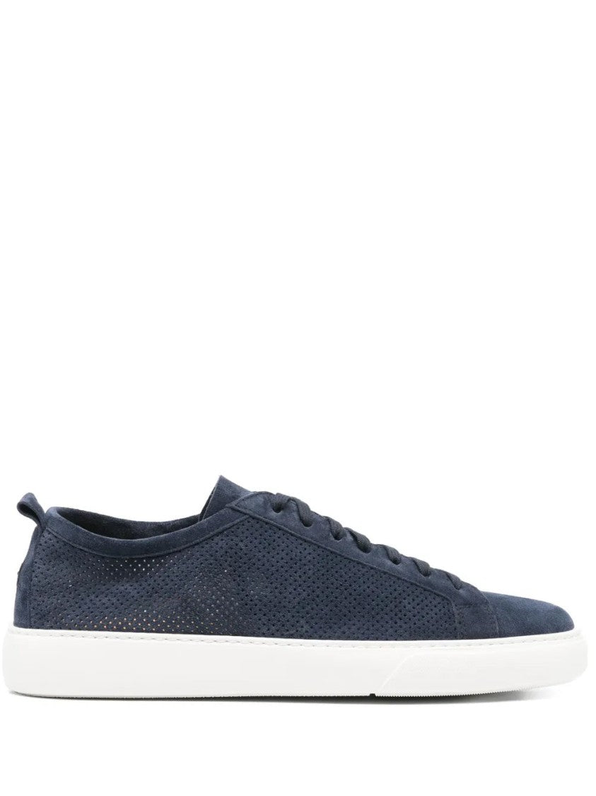 Henderson Perforated Suede Low-Top Sneakers With Contrasting Rubber Sole