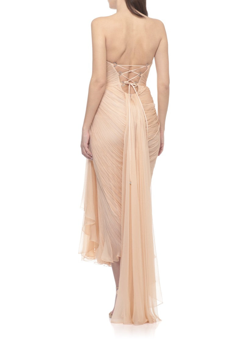 Maria Lucia Hohan Jolie Silk Dress With All-Over Draping And Ruffle Details