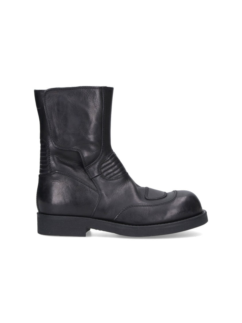 Mm6 By Maison Margiela Mid-Calf Black Leather Boots