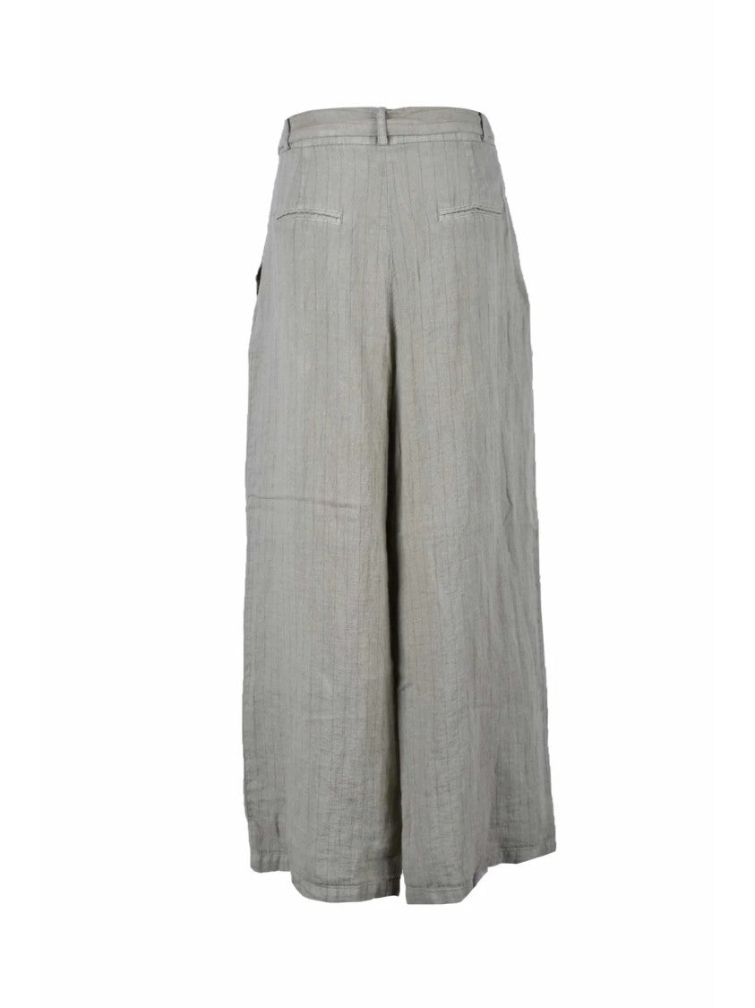 Mes Demoiselles Wide-Leg Beige Trousers With High Waist And Belted Detail