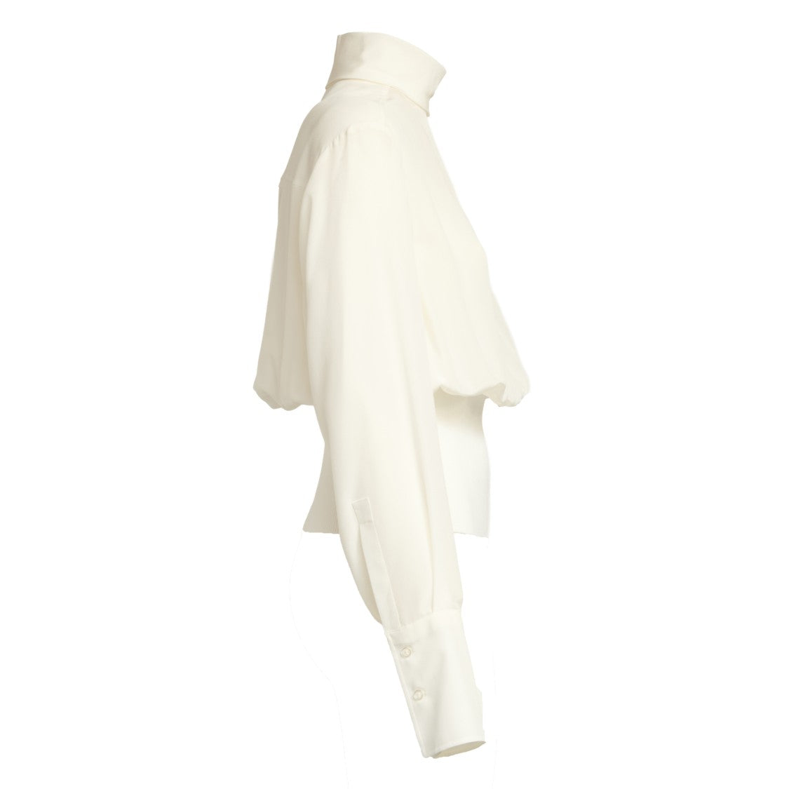 Sportmax High-Collared Silk Top With Ribbed Hem And Zip Closure