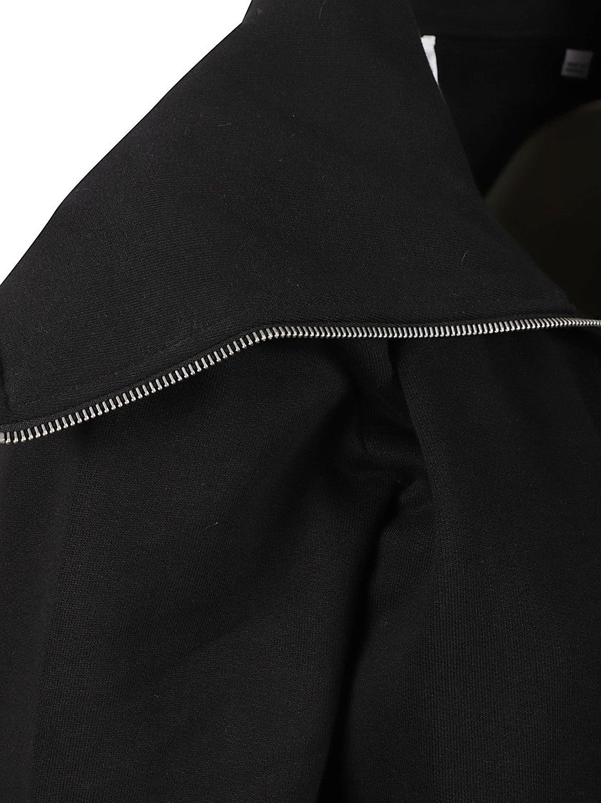 7 For All Mankind High Neck Zip Hoodie With Extended Collar And Kangaroo Pocket