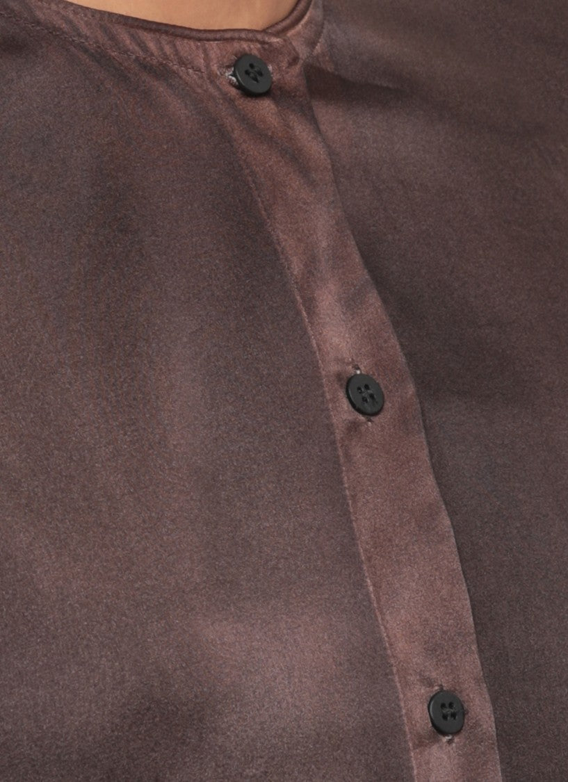 Avant Toi Brown Extended Hem Silk Shirt