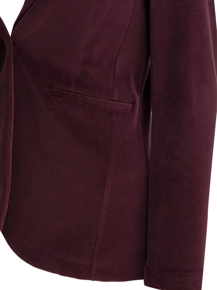 Circolo 1901 Bordeaux Velvet Texture Jacket With Tailored Fit