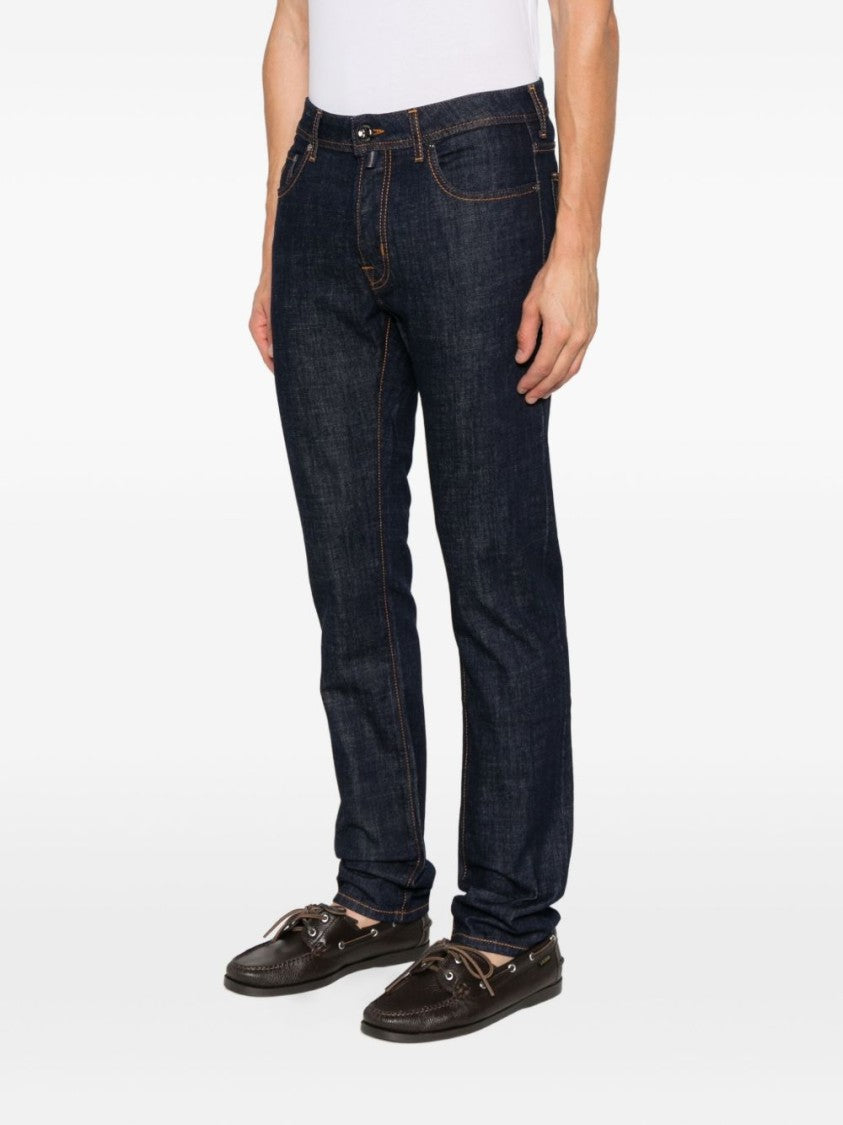 Jacob Cohen Straight Leg Denim Jeans With Classic Five-Pocket Design