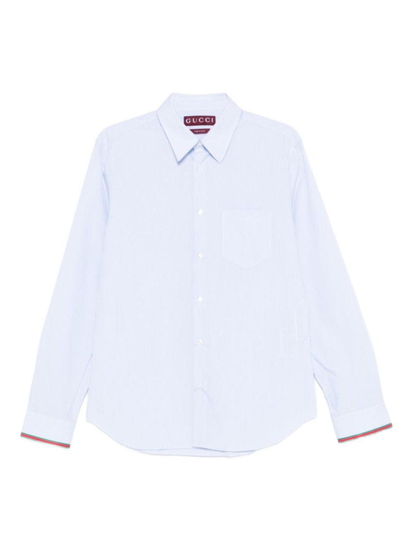 Gucci Light Blue Pinstripe Shirt With Button-Down Collar