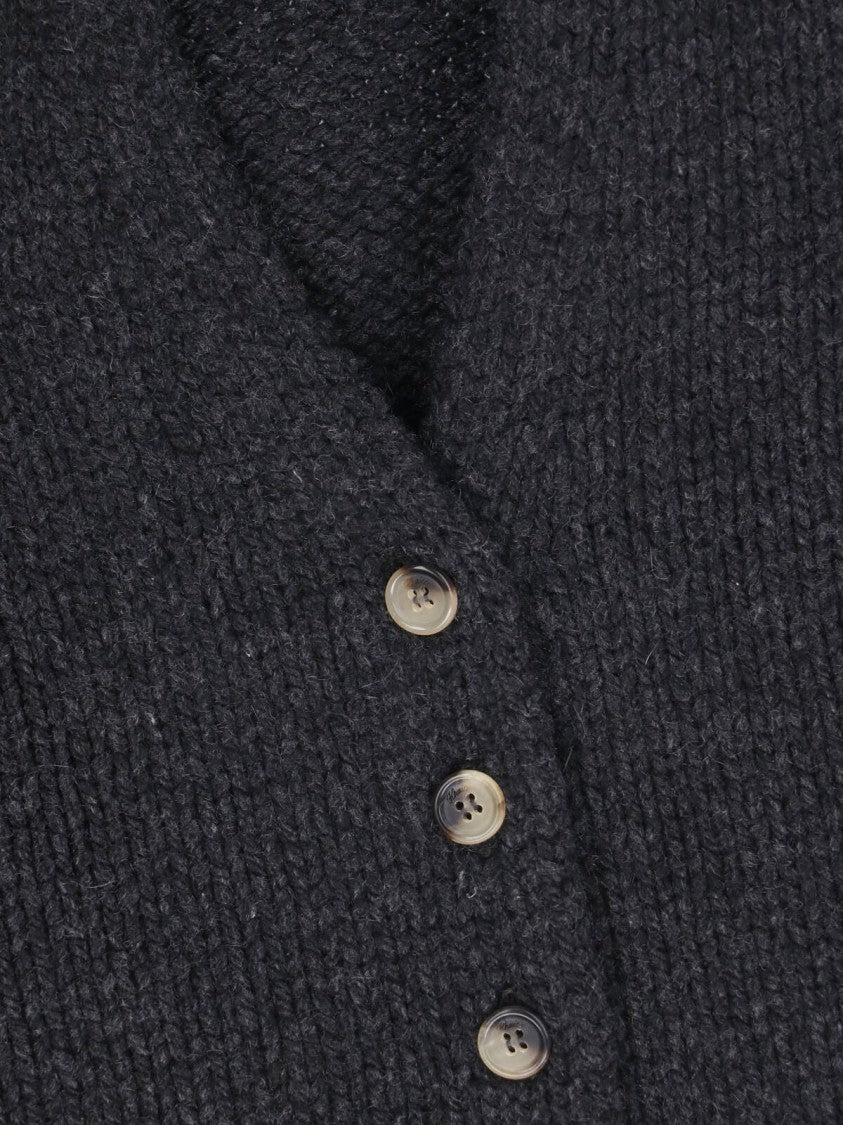 Khaite Grey Axel V-Neck Cashmere Cardigan