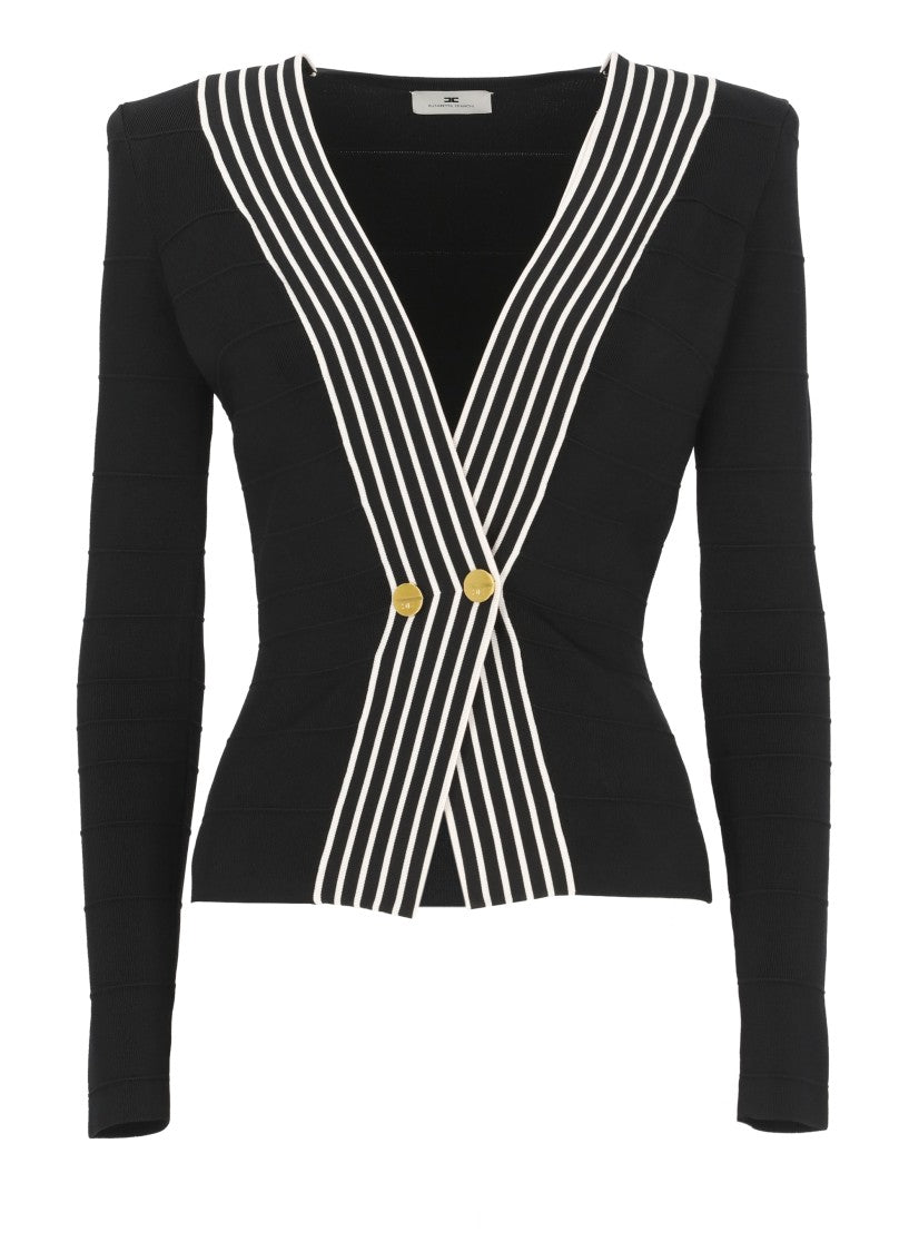 Elisabetta Franchi Black Viscose Knit Cardigan
