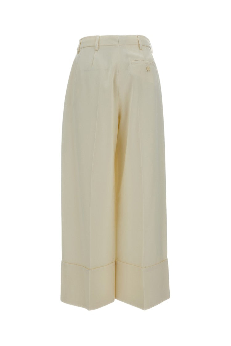 Simone Rocha White Cropped Pearl Daisy Wide-Leg Pants