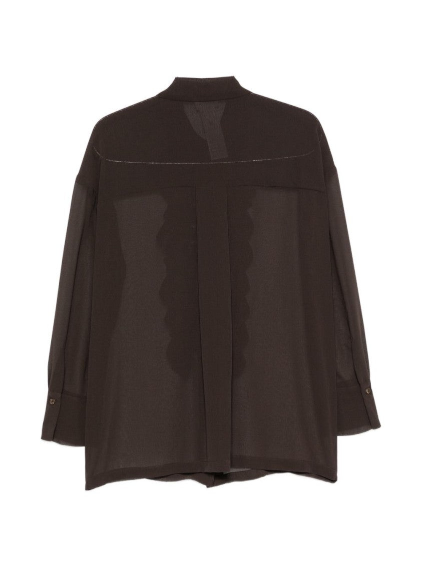 Parosh Boxy Vertical Ruffle Shirt