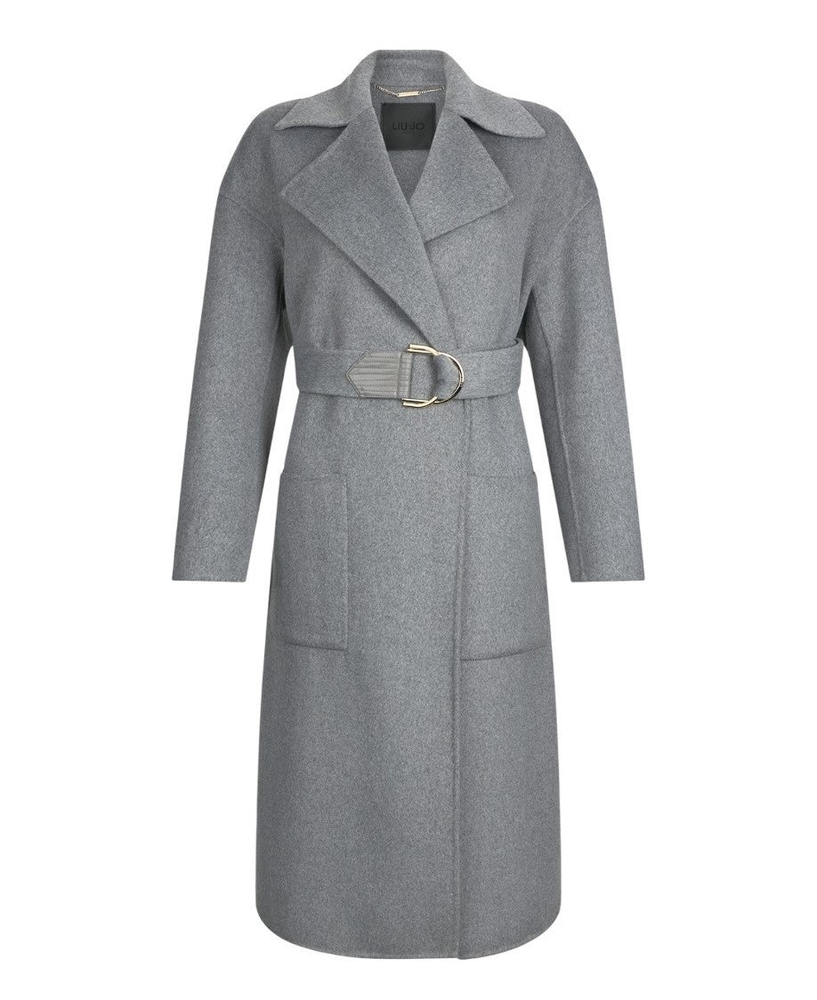 Liu Jo Tailored Wool Blend Coat With Belt