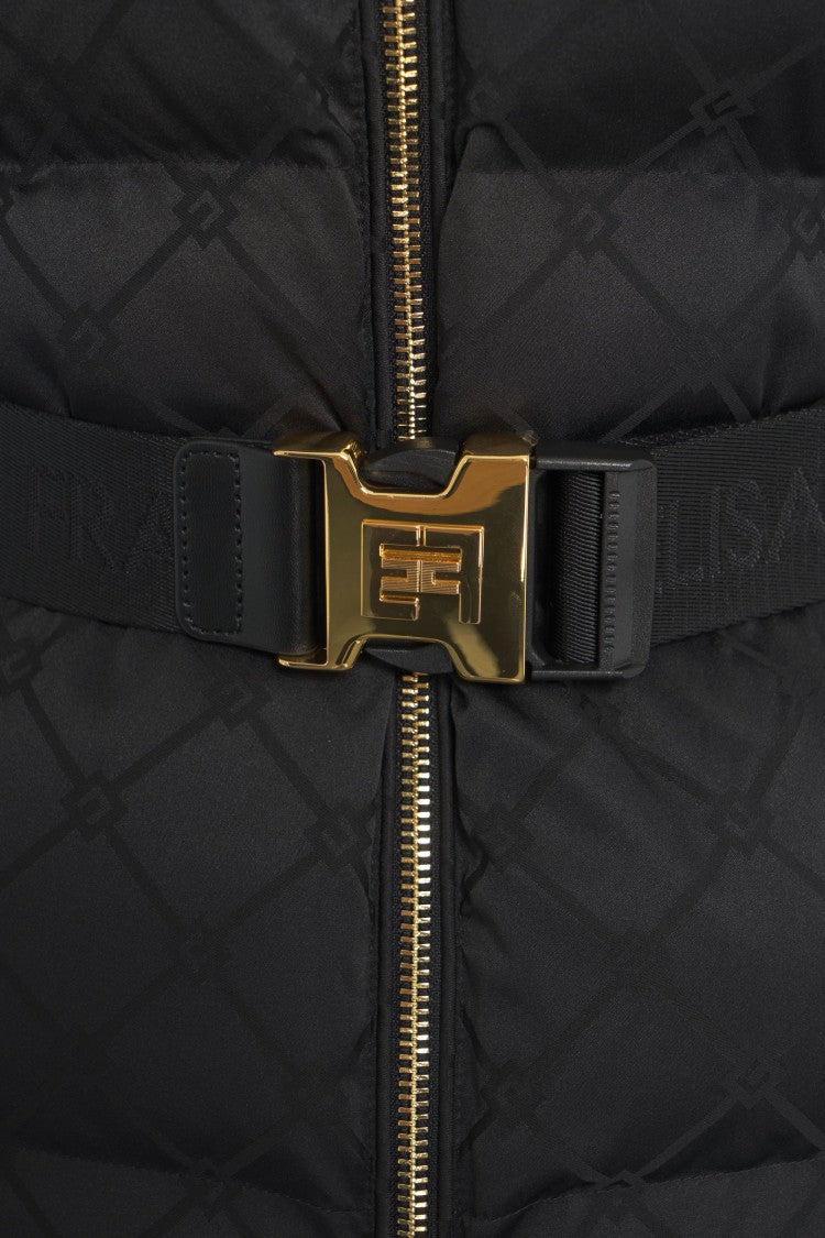 Elisabetta Franchi Cropped Velvet Padded Coat