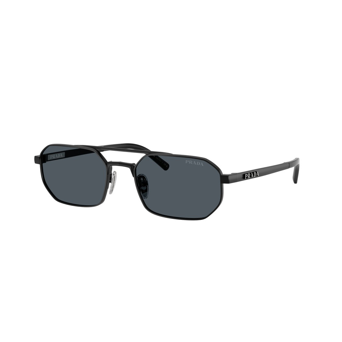Prada Geometric Black Metal Frame Sunglasses