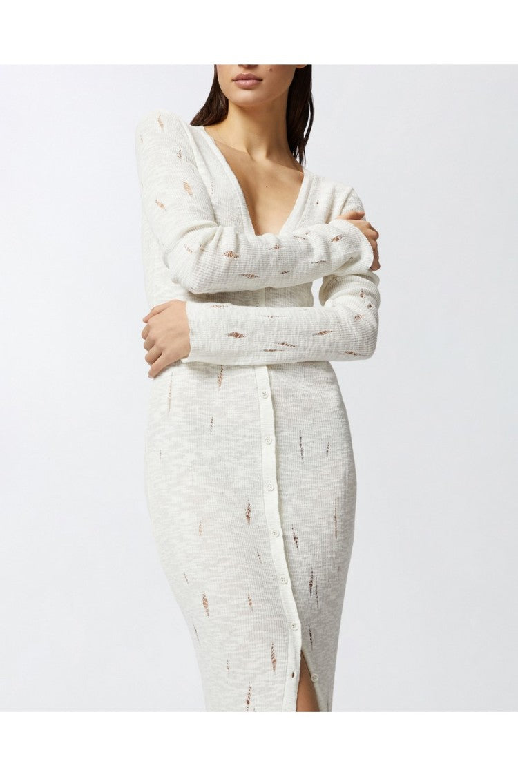 Pinko White Cotton-Nylon Button-Front Maxi Dress