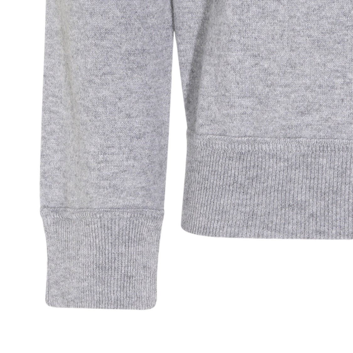 Malo Heathered Grey Crew Neck Sweater With Ribbed Details