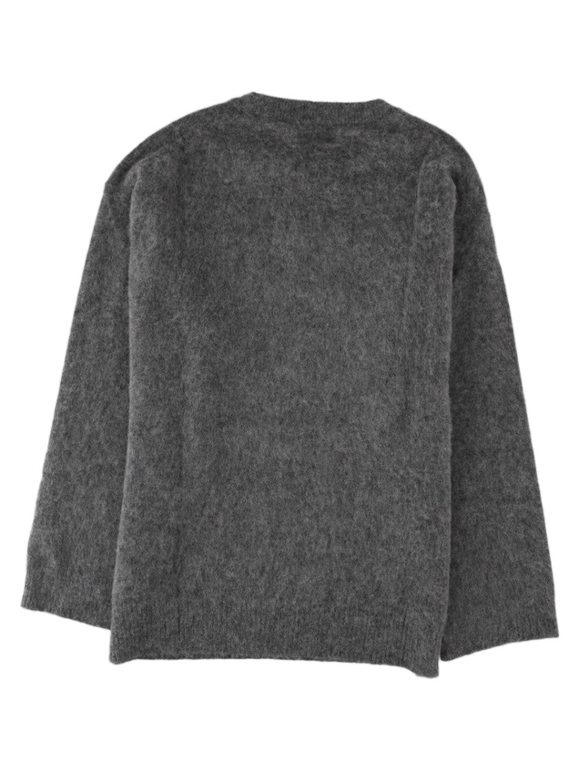 Ganni Grey Graphic Alpaca-Blend Knit Sweater