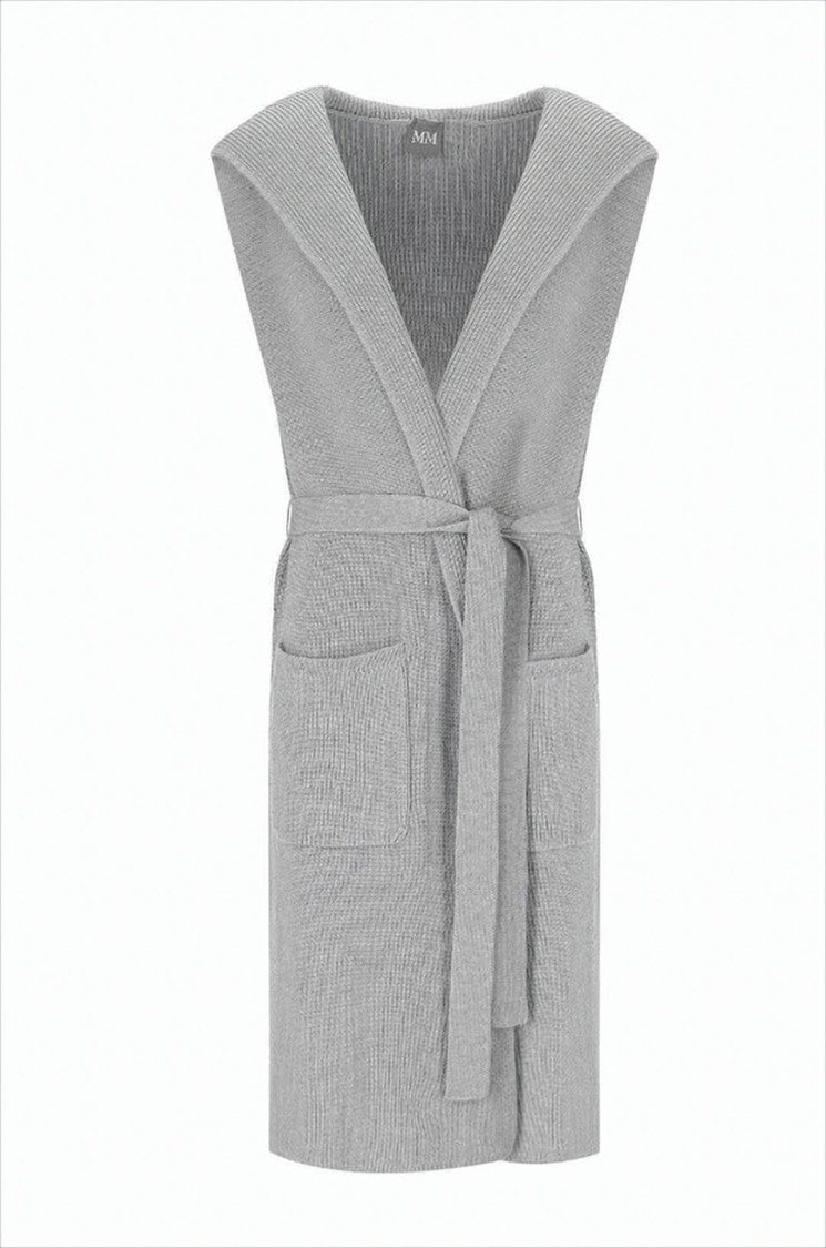 Max Mara Sleeveless Cardigan With Hood And Waist Tie