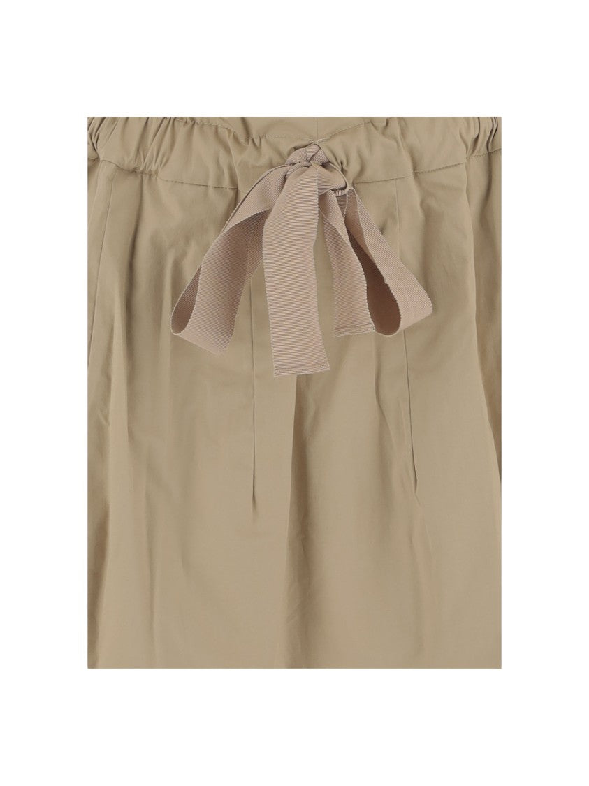 Patou Beige Organic Cotton Drawstring Skirt