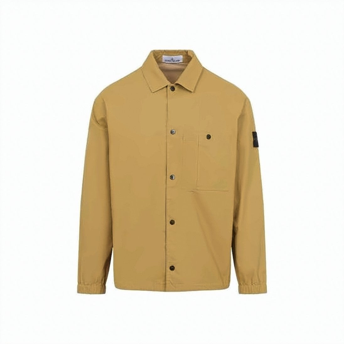 Stone Island Brown Structured Jacket With Classic Collar