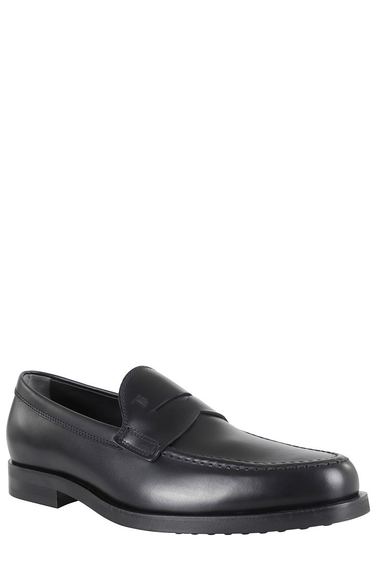 Tod's Formal Loafer With Embossed Logo In Smooth Leather